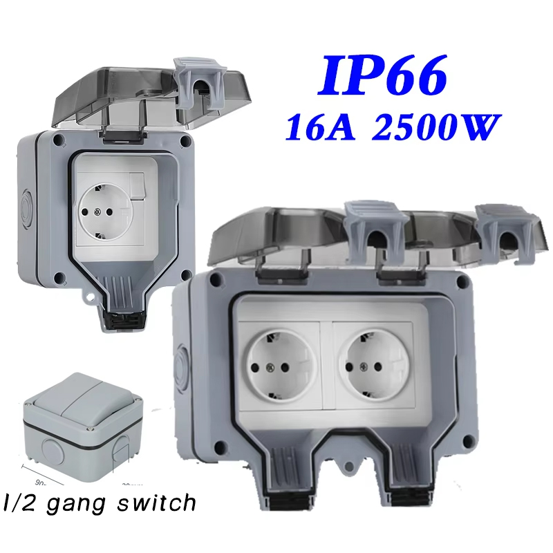 Outdoor Power Outlet Waterproof - EU KR zewnętrzne wodoodporne gniazda ścienne