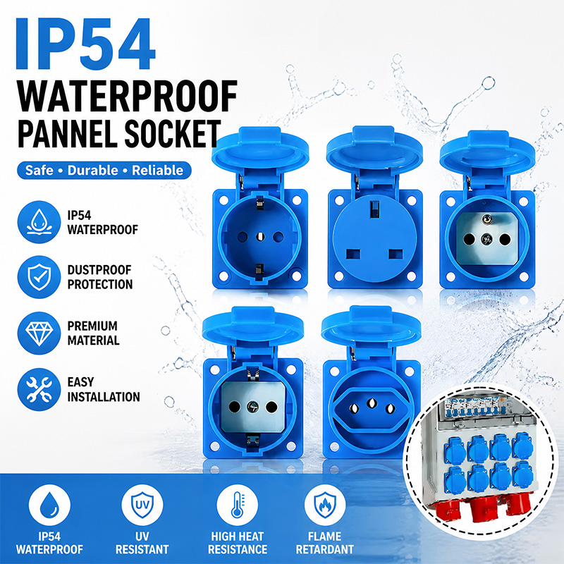 Outdoor Power Outlet Waterproof - Wodoodporne przemysłowe gniazdo panelowe IP54 16A,