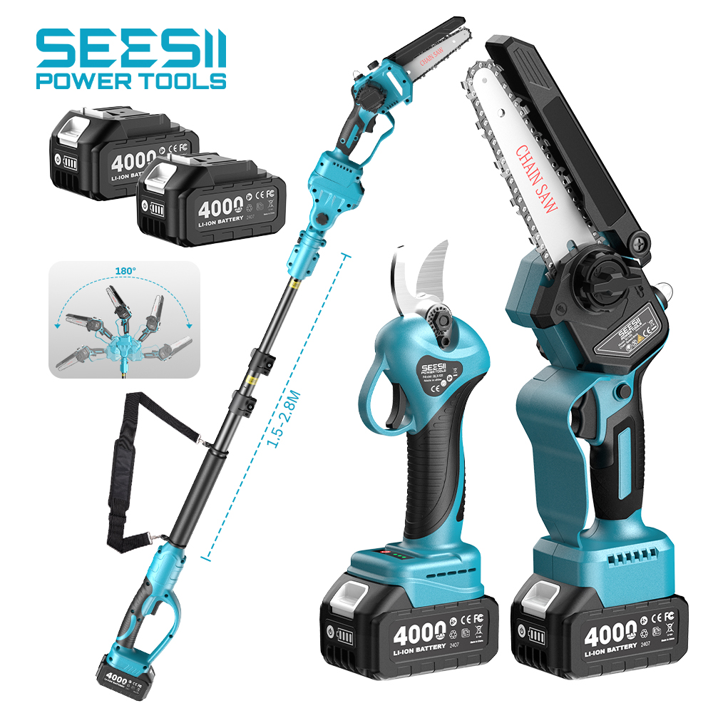 Electric Chainsaw Battery - SEESII Bezszczotkowe, akumulatorowe nożyce elektryczne 3-w-1