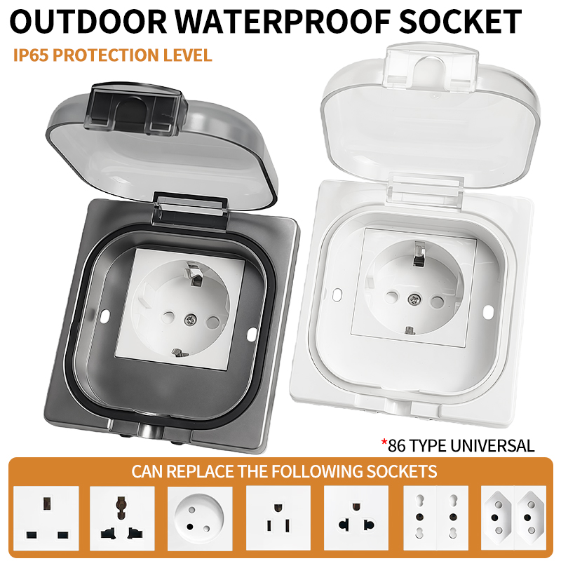 Outdoor Power Outlet Waterproof - Wodoodporne gniazdo zewnętrzne IP65, gniazdo ścienne