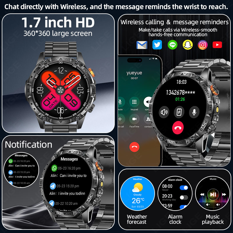 LIGE Nowy Smartwatch T-Rex3 z  – Outdoor Power Meter Box recenzja i cena