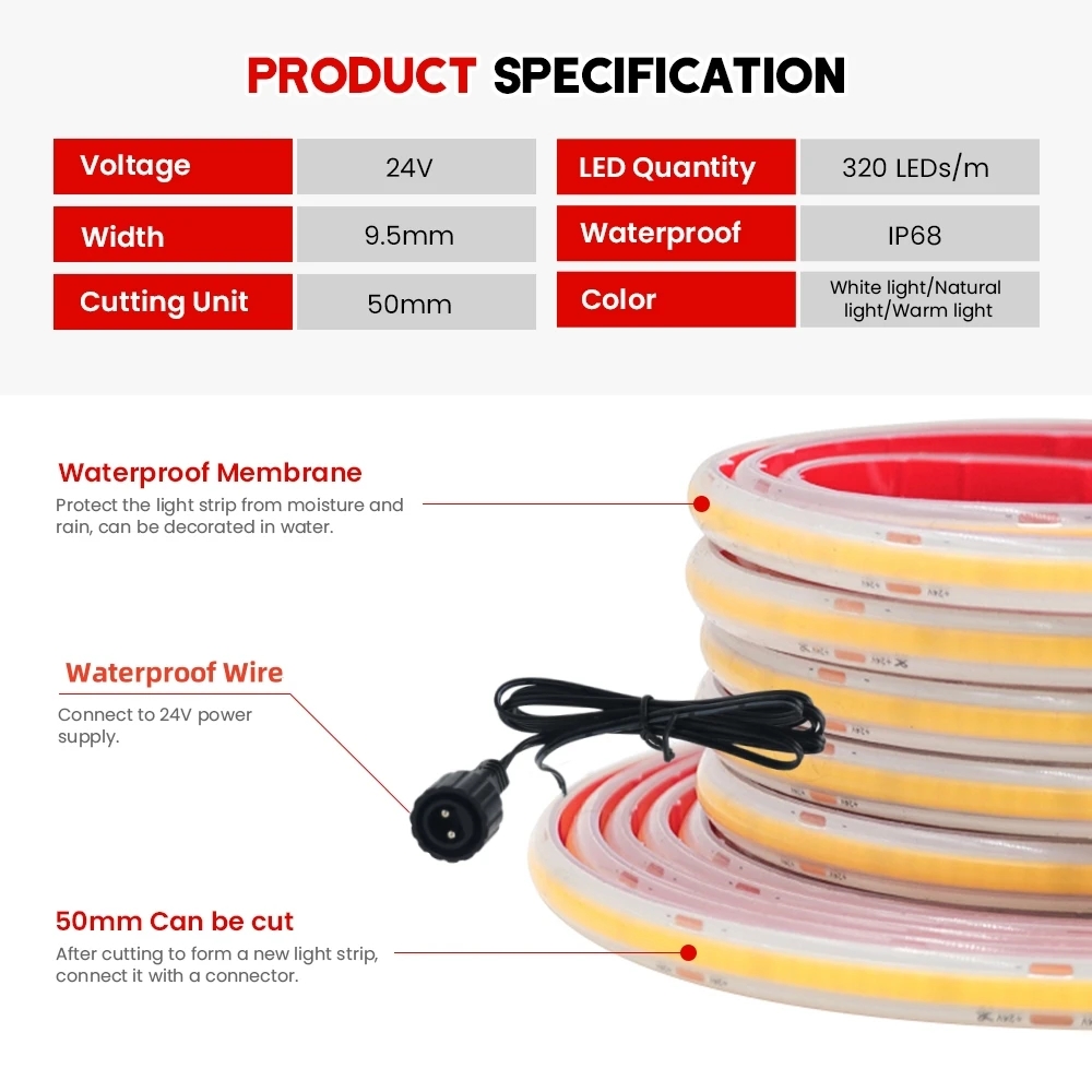 Taśma LED COB 24V IP68 Wodoodp – Outdoor Power Strip recenzja i cena